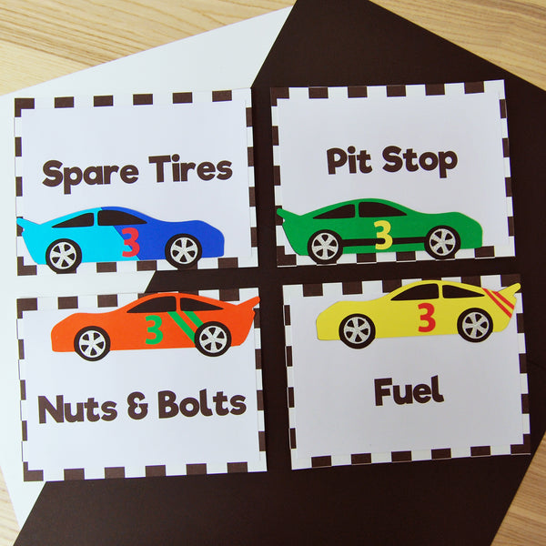 Race Car Party Buffet Labels