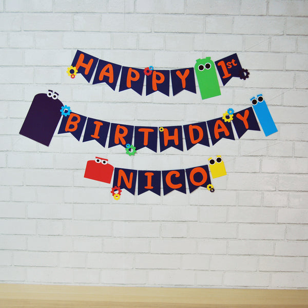 Robot Birthday Banner