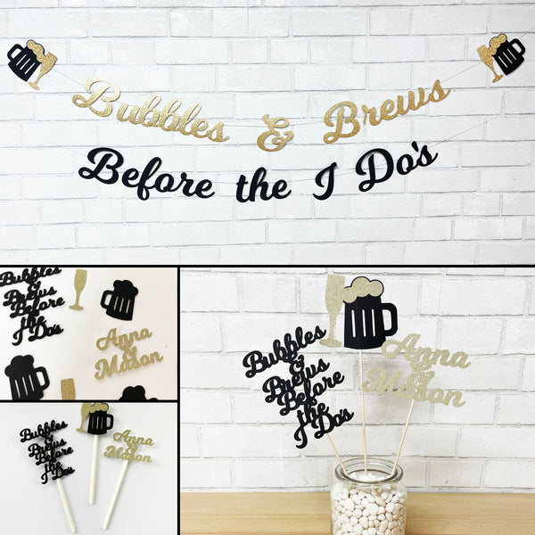 Bubbles & Brews Before the I Do's Cupcake Toppers