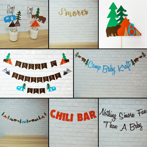 Camping Birthday Cake Topper