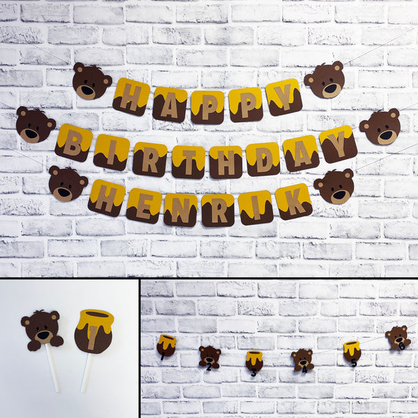 Honey Bear Birthday Banner