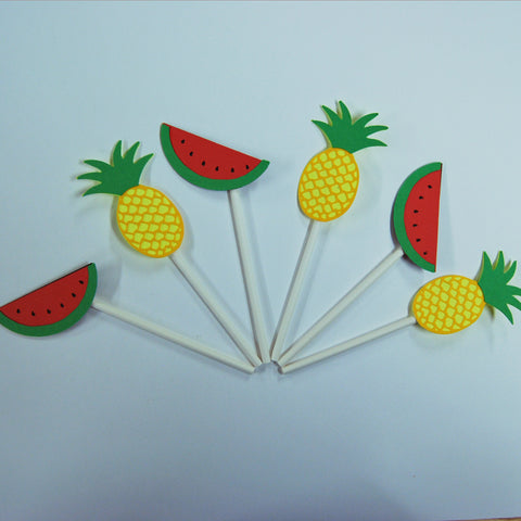 Two-tti Fruity Watermelon and Pineapple Cupcake Toppers