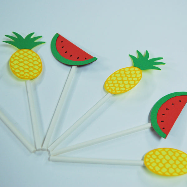 Two-tti Fruity Watermelon and Pineapple Cupcake Toppers
