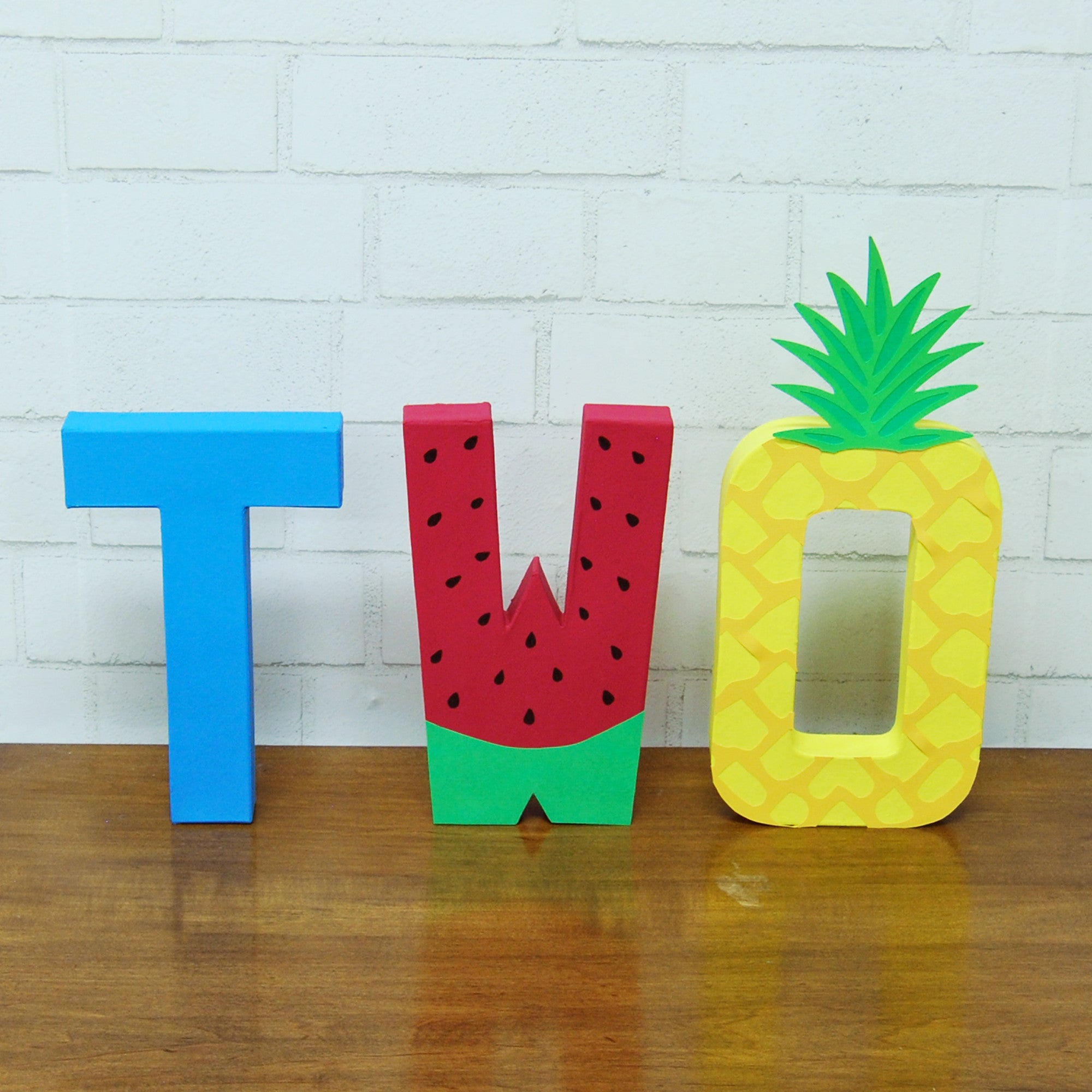 12 Inch TWO Tutti Fruitti Theme Letters / TWO Birthday Decor / Watermelon  Decor / Two Sweet / 12 Inch Paper Mache Letters / 