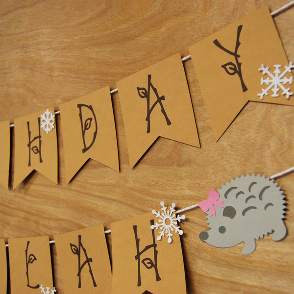 winter Woodland Birthday Banner